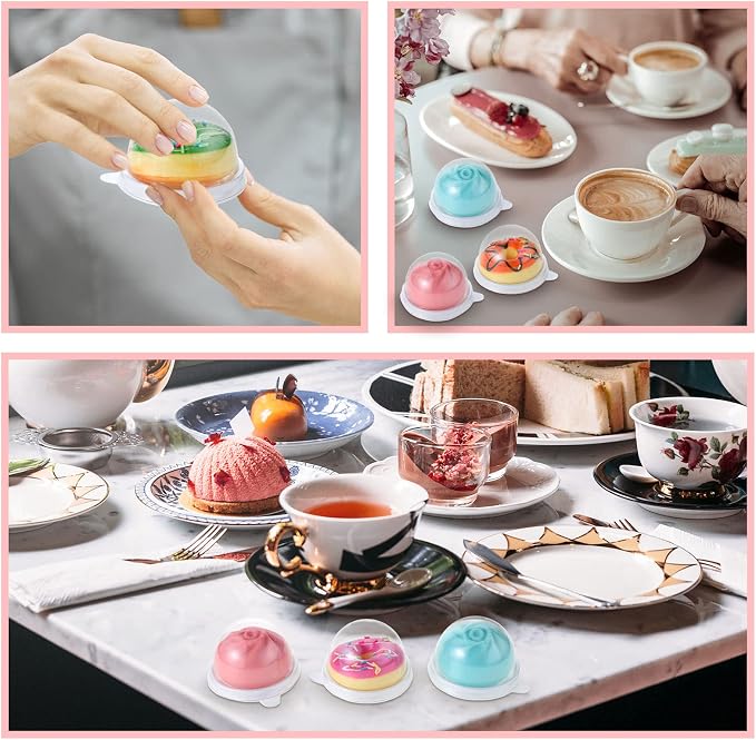 Patelai 150 Pcs Clear Plastic Mini Cupcake Container, Mini Cupcake Box Muffin Dome Muffin Single Container Box for Wedding Birthday Cheese Pastry Dessert Cake (White)