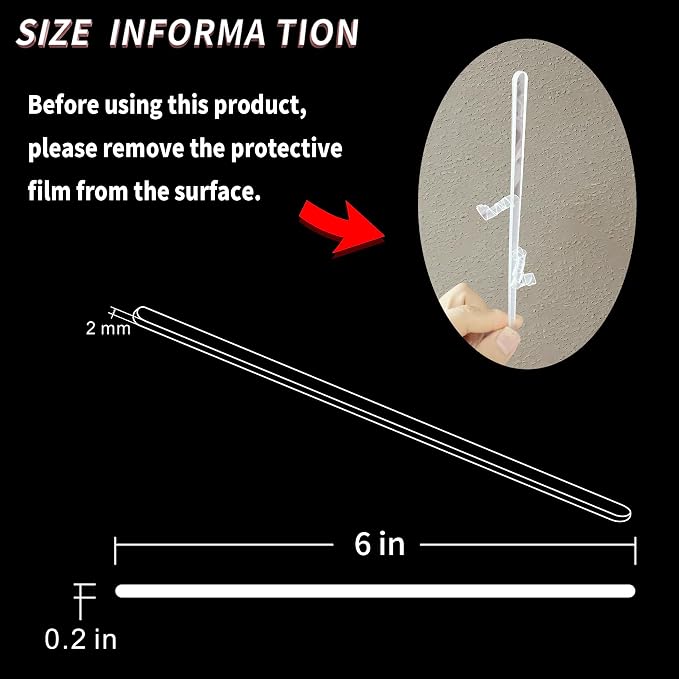 50pcs 6" Acrylic Cake Topper Sticks - 5mm Flat Clear Plexiglass Sticks for Cupcake Toppers, Cake Pops, Lollipops - Strong Unbending Transparent Decorating Sticks (50 pcs 6in)