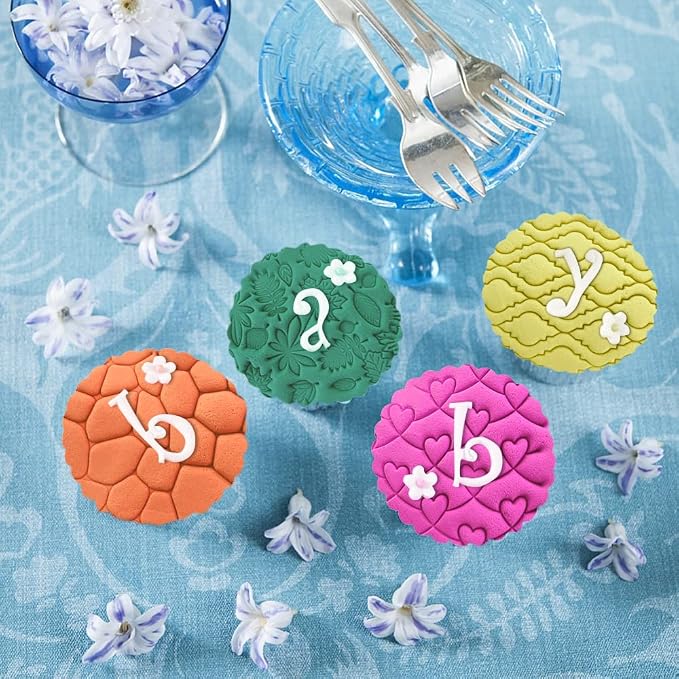 5 Pcs Cake Fondant Embossing Mould Set - Different Patterns Fondant Embosser Baking Decoration Mold for Chocolate, Cookie, Cupcake