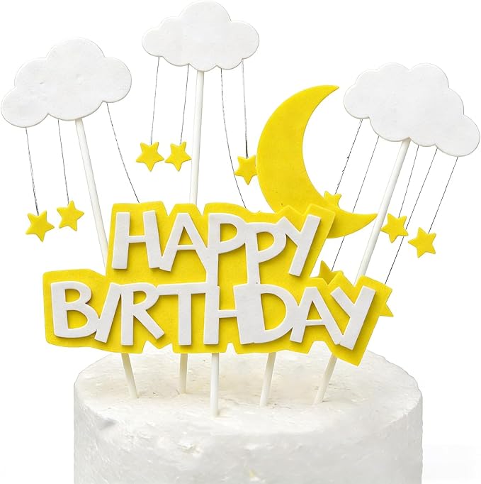 Acrylic Happy Birthday Cake Topper Durable Reusable Perfect for Birthday Cakes, Cupcakes, Dessert Tables Ideal for Kids Adults Birthday Celebrants (Yellow)