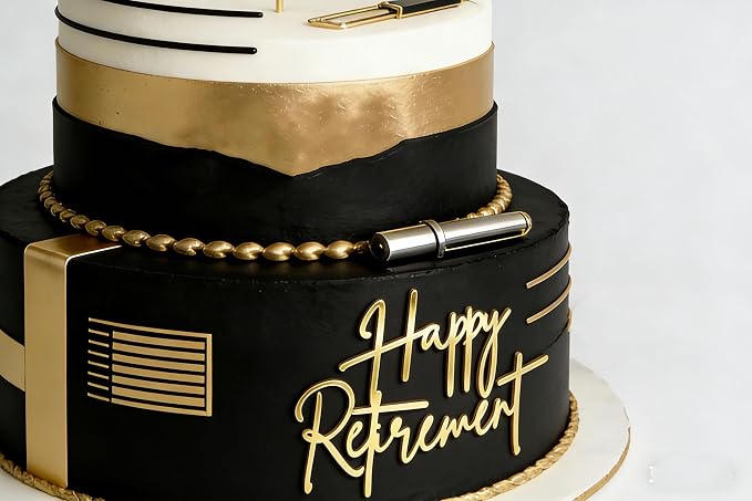 Happy Retirement Cake Topper,Gold acrylic Cake Decoration,No Work Zone For Men Women Retirement Party Supplies Photo Booth Props