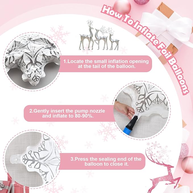 Pink Winter Wonderland Balloon Arch Garland Kit, Pink White Metallic Silver Balloons with Snowflake Star Foil Balloons for Winter Christmas Baby Its Cold Outside Baby Shower Birthday Party Decorations