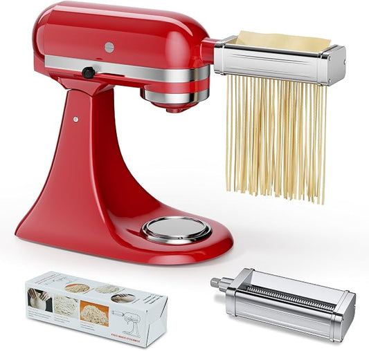 Pasta Maker Attachment for all KitchenAid Stand Mixer, including Spaghetti Cutter