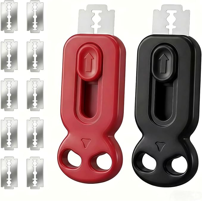 2 Pack Magnetic Bread Lame, Sourdough Scoring Tool, 10 Blades | 2 Pack Set, 10 Sharp Blades, Red & Black, Retractable Blade, Magnetic Storage, Anti-Slip Handle