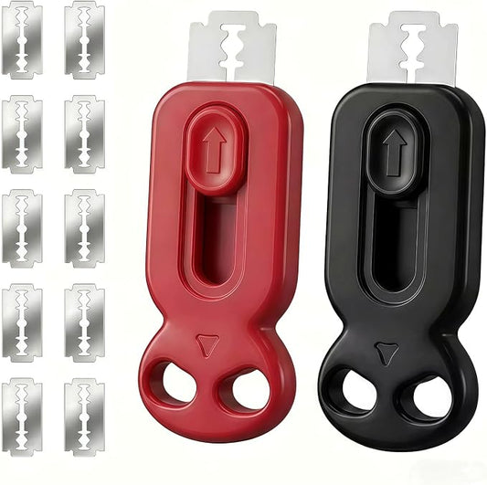 2 Pack Magnetic Bread Lame, Sourdough Scoring Tool, 10 Blades | 2 Pack Set, 10 Sharp Blades, Red & Black, Retractable Blade, Magnetic Storage, Anti-Slip Handle