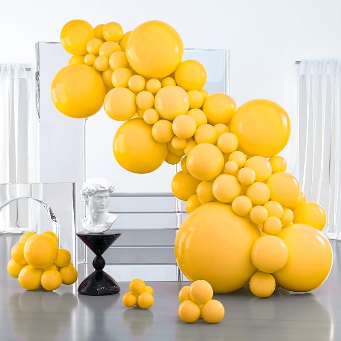 PartyWoo Mustard Yellow Balloons 127pcs Different Sizes of 36 18 12 10 5 Inch Yellow Fall Balloon Arch Kit for Birthday Engagement Baby Shower Bee Sunflower Little Cutie Party Decorations Yellow-Y10