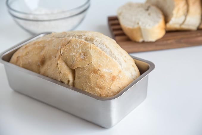 Fox Run Loaf Pan Stainless Steel Baking, 8.5 x 4.5 x 2.25 inches, Rectangular | Heat Safe Up To 536 F | Durable Stainless Steel Baking Pan | Bake Standard Sized Bread Loaves | Bread Baking Essential