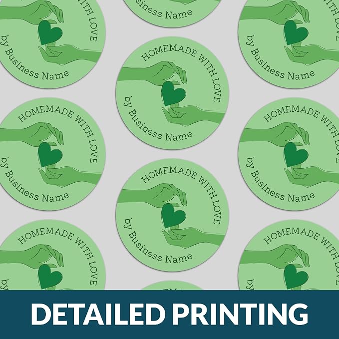 Personalized Handmade with Love Stickers – Custom 2" Round Packaging Labels for Small Business Orders, Gifts, Boxes & Envelopes (50–1000 Stickers) (Symmetrical Hands)