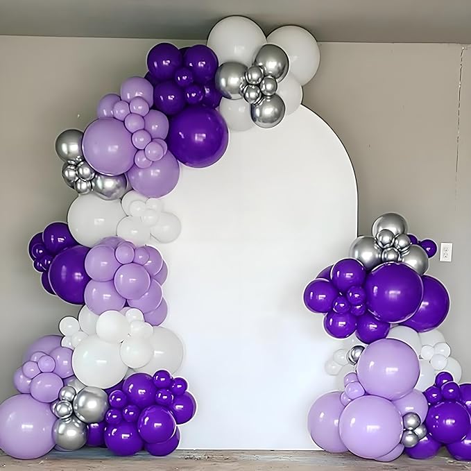 120pcs Dark Purple Balloons, 18 12 10 5 inch Purple Balloons Different Sizes Balloon Arch Kit for Graduation Birthday Wedding Baby Shower Party Decorations