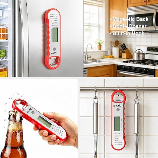 0.5s Instant Read Meat Thermometer Digital, Cooking, ±0.5°F Accuracy | Food Thermometer with Lift-to-Wake, Backlight & Auto-Rotating Display, IPX6 Waterproof for Grill, BBQ, Candy & Kitchen