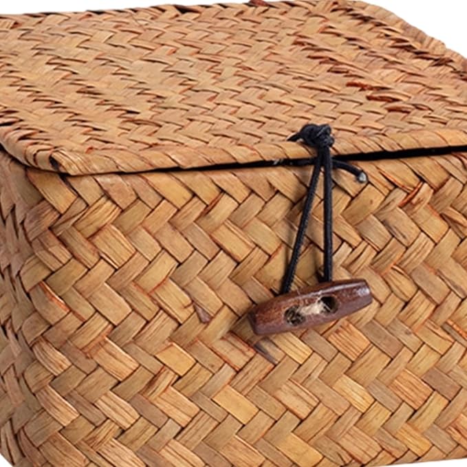 Covered Handcrafted Rattan Storage Basket User Friendly Materials for Neat Organization in Various Rooms User Friendly Organizers