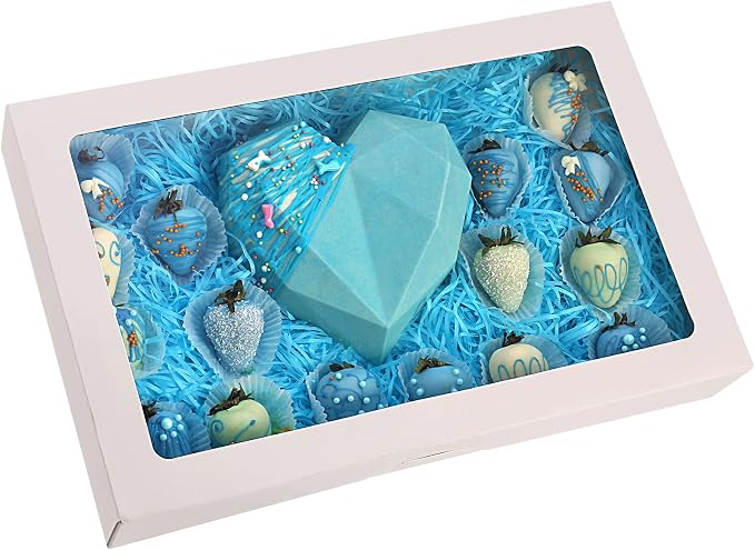RIFMEAE 30-Pack 17" x 11" x 2.5" Cookie Boxes with Window, Large Bakery Boxes, Auto-Popup Treat Boxes for Cookies, Donuts [ White ]