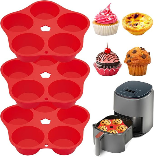 Air Fryer Muffin Pan Egg Bite Silicone Round Mold for Oven Baking,Muffin Tins Cups Cake Tray for Air Fryer Liners Basket Instant Pot Baking Muffin Pancake Accessories 3PCS YB-01
