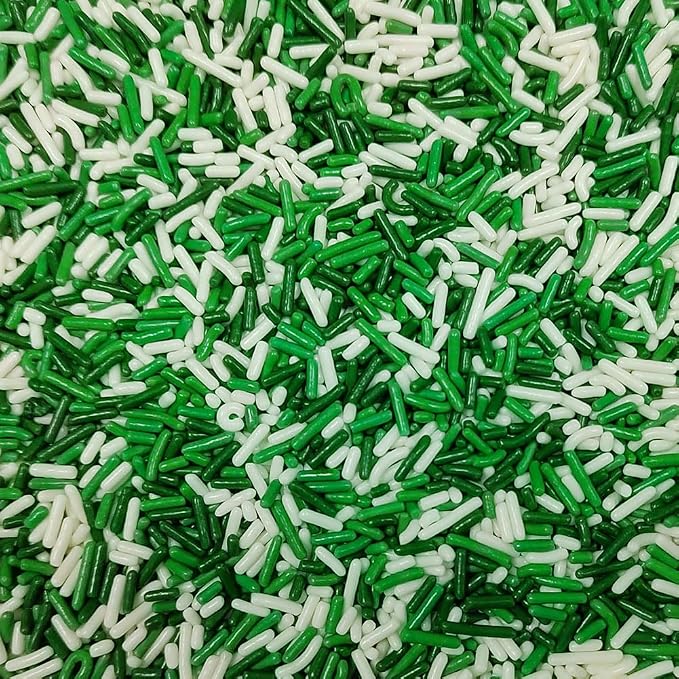 Homankit St Patrick's Day Jimmy Green and White Jimmies Sprinkles Edible Sprinkle Candy Soft Jimmies Toppings for Ice Cream, Cupcake, Cake, Cookie, Dessert Decorating 2.75 Ounces