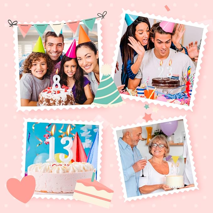 Beanlieve Pearl White Numeral Birthday Candles - Cake Numeric Candles Number 0 1 2 3 4 5 6 7 8 9,Used for Cake Decoration on Birthday Parties and Wedding Anniversary Celebrations(10 Pieces)