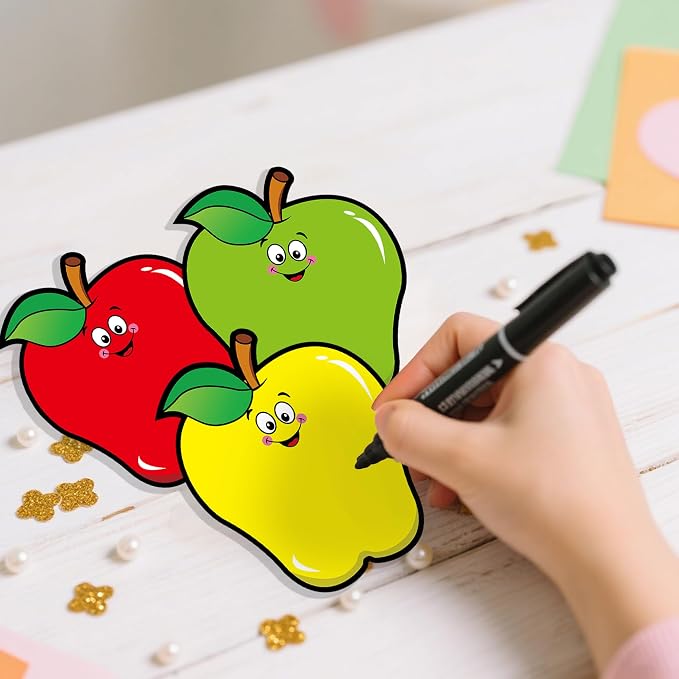 Vuzvuv 48Pcs Apple Shape Paper Cutouts with 100Pcs Glue Points,Apple Cut Outs Bulletin Board Decorations for Birthday Party Theme Decor Supplies