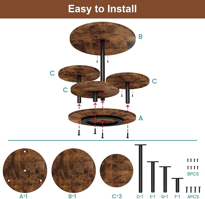 4 Tier Round Cupcake Tower Stand for 50 Cupcakes, 360° Rotating Large Wood Cake Stand with Tiered Trays Dessert Table Display Set Round Cookie Tiered Tray Stand for Wedding Birthday Graduation Party Tea Time