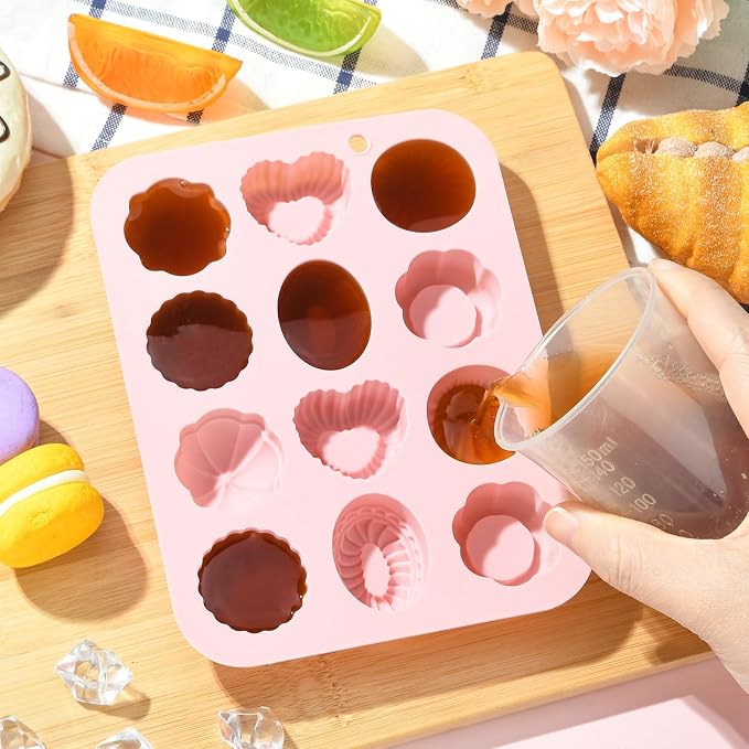 Ipotkitt 2pcs Pink Heart Flower Chocolate Silicone Molds Oval Gummy Molds for Jelly Fondant Chocolate Candy Mousse Ice Cake DIY Crafts Keto Fat Bomb