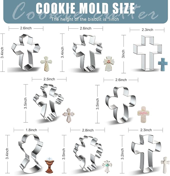 Zade Cross Cookie Cutter Food Grade Baptism Cookie Cutters Stainless Steel Fondant Biscuit Sandwich Mold for Baking Holidays Party