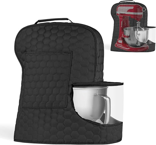Stand Mixer Dust Cover Compatible with KitchenAid Mixer - Storage Bag for 6/7/8 Quart Bowl Lift with Pockets for Kitchen Aid Accessories and Attachments(Black,Fits for 6-8 Quart）