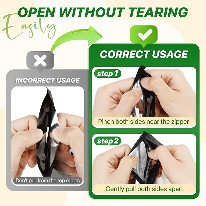 100 PCS Resealable Mylar Bags with Frosted Clear Window Bags Packaging Bag Foil Pouch Zipper Bag for Food Self Sealing Storage Supplies (Black, 7.08x10.24)