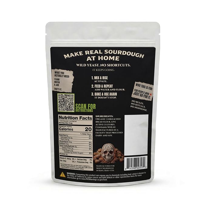 Misfits Sourdough Wild Sourdough Starter Culture – Dehydrated Live Active Wild Yeast Bread Starter for Homemade Artisan Bread Baking, Unbleached Flour, Reusable Fermented Baking Culture