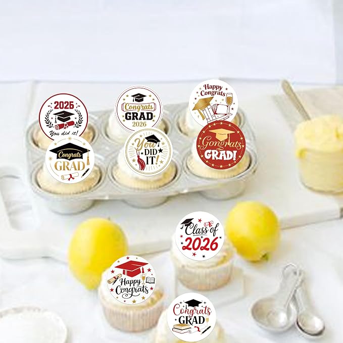 63 PCS Edible 2026 Graduation Cupcake Toppers Class of 2026 Cupcake Picks Edible Diploma Congrats 2026 Grad Cap Cupcake Decorations for Congratulations 2026 Graduation Party Cake Decorations Supplies