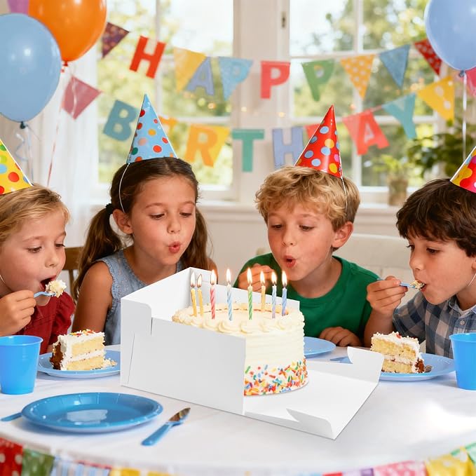20 Pcs Cake Boxes, 12x12x8 Inch Tall Cake Box with Clear Window, White Square Bakery Boxes, Disposable Cardboard Cake Containers with Lids for Multi-Layer Cake Pie Dessert Wedding Birthday (20)