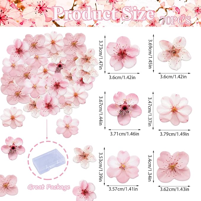 70PCS Edible Cherry Blossoms Cupcake Toppers Pink Edible Cherry Flowers Cake Decorations Wafer Paper Flowers Cupcake Topper for Flowers Theme Birthday Party Decor Supplies NOT REAL FLOWERS