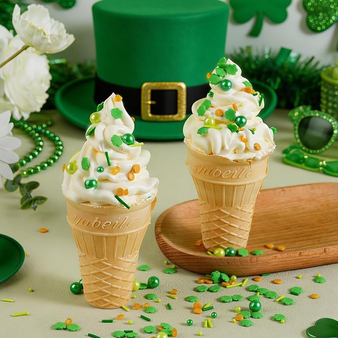 St. Patrick's Day Sprinkles Mix, 6.5oz - Green & White Jimmies, Nonpareils, Shamrocks for Cake Decorating, Cookie, Cupcake, Ice Cream Topper, St Patty's Day Baking Supplies