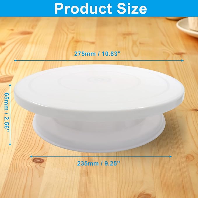Bonsicoky Cake Stand 11 Inch Rotating Cake Turntable for Decorating, Smoothly Revolving Baking Turntable Stand for Cake, Cupcake, Cookie, Muffin, White