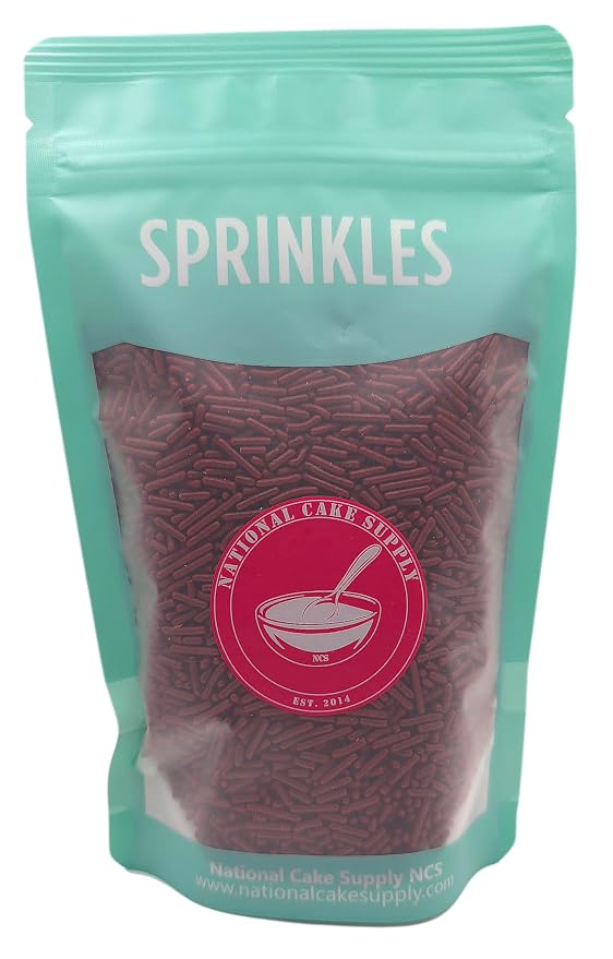 NCS Dark Maroon Jimmies Edible Sprinkles – Cupcake, Cake & Cookie Decorations, 7 oz