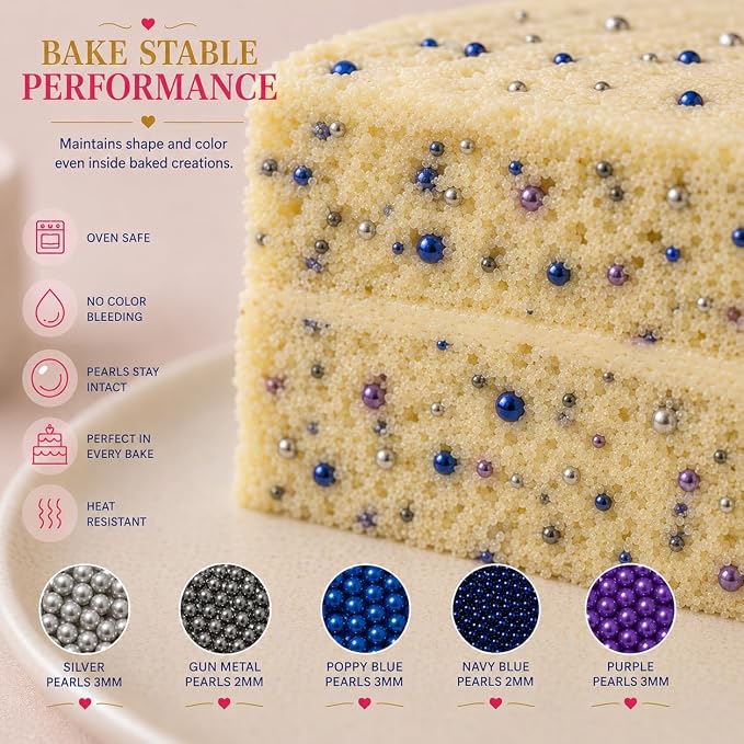 Confect Pearl Sprinkles | Assorted pack of 5 Under The Sea Disco Ball Sprinkles | Mix Grey, Sliver, Bright Blue, Navy Blue & Purple Pearl Dragees - Vegan, Gluten-Free, Nut-Free, Soy-Free, Dairy-Free, Palm Oil-Free, No Artificial Dyes - 5 Oz