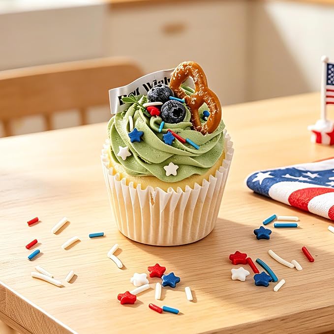 Red White and Blue Sprinkles Edible, Patriotic Sprinkles, 4 of July Sprinkles for Cake Decorating, Stars and Jimmies Mixed for Cookies, Cupcake, Donuts, Ice Cream Toppings