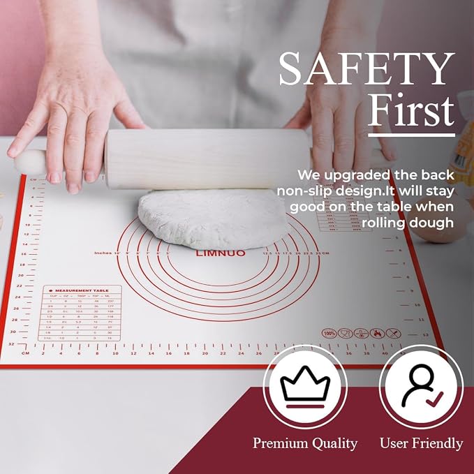 2 Pack Silicone Baking Mat Extra Large (19'x27') with Measurement Indicators, Non-Slip, Pastry Mat Sheet for Dough Pie Crust Rolling Mats for Making Cookies, Macarons, Bread, Baking Supplies