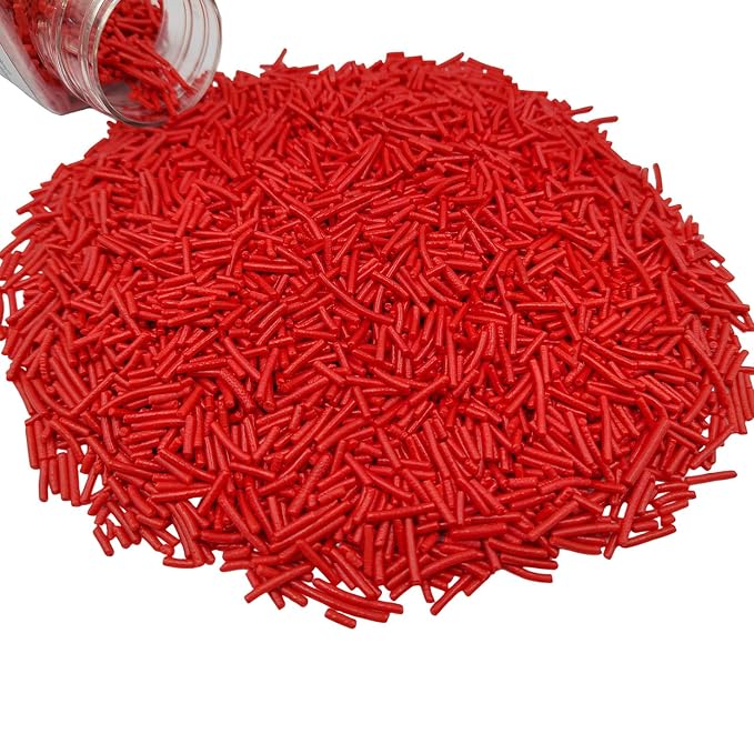 Jimmies Sprinkles, Edible Jimmy Sprinkles, Red Crunchy Jimmies Mix for Cake Decorating, Edible Cookie Cupcake Decorations for Halloween Baking and Christmas Party Treats