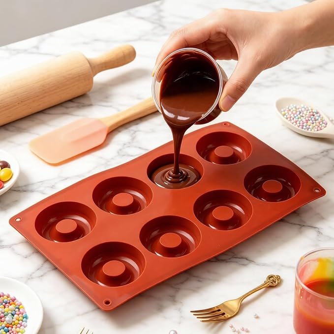 8 Cavity Donut Silicone Candy Molds Doughnut Pan Baking Mold Set of 2