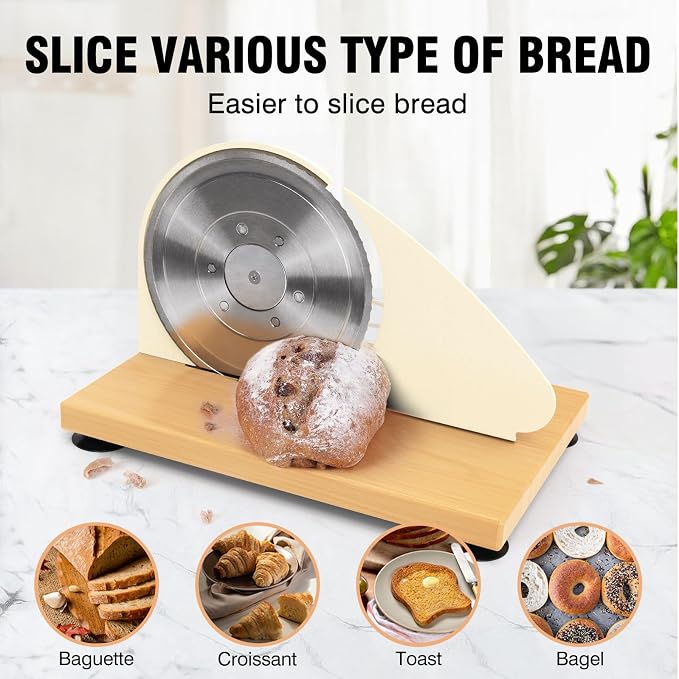 vanerepok Manual Bread Slicer Adjustable Thickness for Homemade Sourdough | Hand Crank Bread Cutter with Scale & Stable Suction Cups & Wood Base for Even Slicing Perfect Baking Gift for Home Bakers