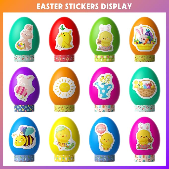 Easter Egg Decorating Kit with 9 Food Coloring Dye Tablets, 68 Stickers, Magic Crayons & 9 Egg Stands | Non-Toxic, Edible Food Dye DIY Craft Set for Easter Celebrations & Party Supplies