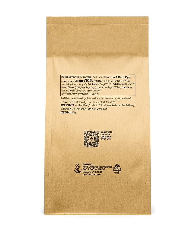 Pure Original Ingredients 9 Grain Flour (3 lb), Bread, Dough, Storable, Transportable, No Additives or Fillers