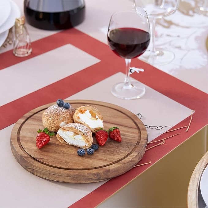 LiTY Cake Stand with Lid, Acacia Wood 12in Round Cake Holder, 2-in-1 Dessert Table Display Set & Charcuterie Board for Cheese, Chips & Dips, Nachos, Fruit Platter, Large Acrylic Cake Dome Cover