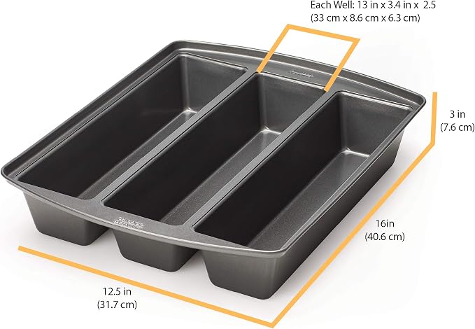 Chicago Metallic Professional Lasagna Trio Pan, Perfect for loaf breads, cakes and more 12.5 by 16 by 3 inches, Silver (Pack of 12)