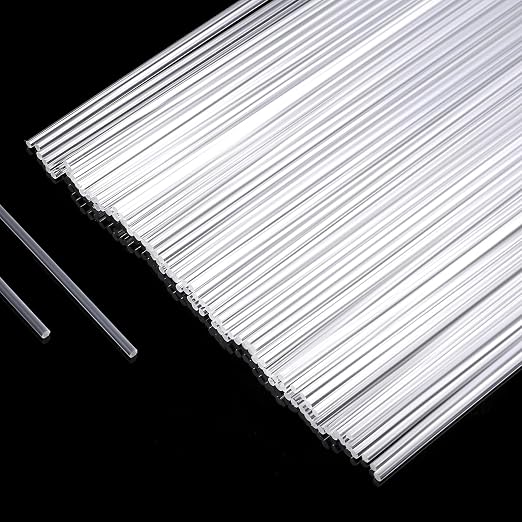 Sibba 100 PCS 8-Inch Clear Acrylic Rods 2mm Diameter Transparent Plastic Dowels for Cake Toppers, Cake Pops, DIY Crafts, Party Decor, Gardening Stakes Cocktail Stirrers