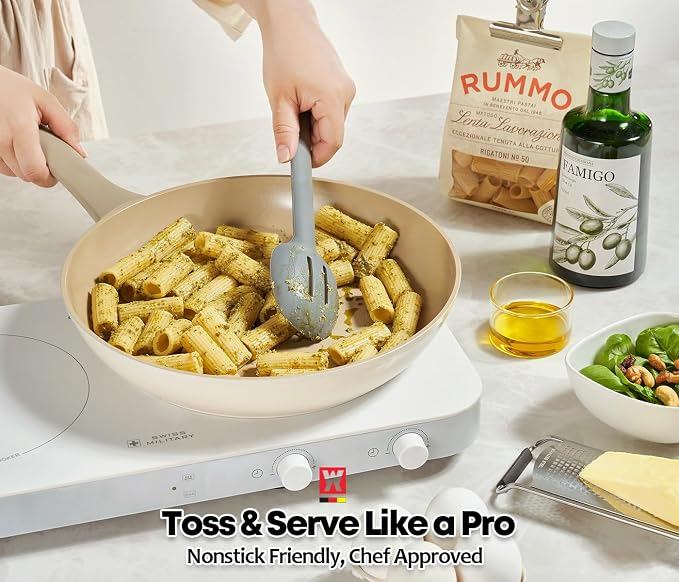Wagensteiger Dark Gray Versatile Slotted Spoon: Muti-Purpose Cooking Skimmer with Heat Resistant, Non-stick Cookware Safe, Skimmer for Deep Frying Cooking, BPA Free (11.02inch x 2.56inch)
