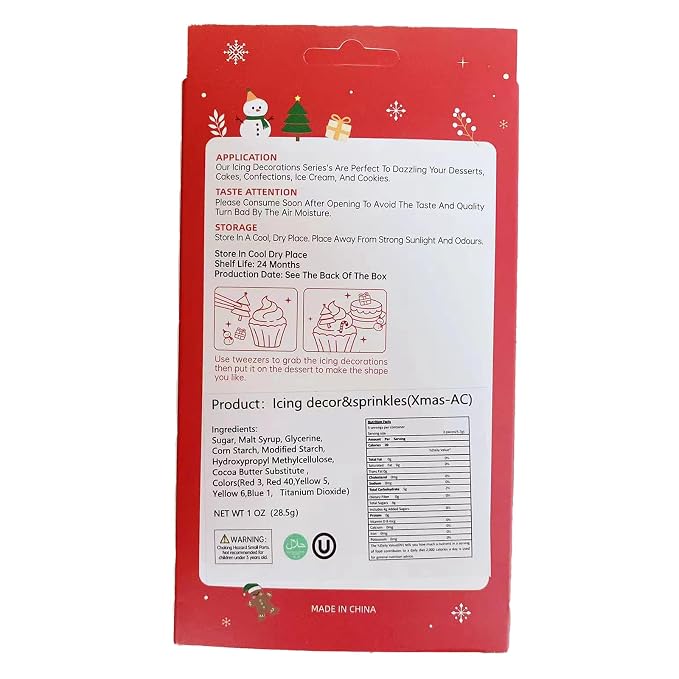 Sentovac 15 Pcs Christmas Icing Decoration Edible Santa Claus Christmas Tree Mix Candy Dessert Sprinkles DIY For Cookie Cake Cupcake Topper Icing Frosting Decoration Supplies