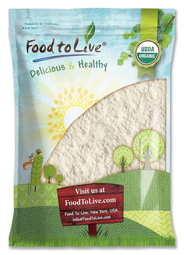 Food to Live Organic Cassava Flour, 8 Pounds — Non-GMO, Raw Yuca Root Powder, 100% Pure, Kosher, Vegan Superfood, Paleo, Bulk, Wheat Flour Substitute
