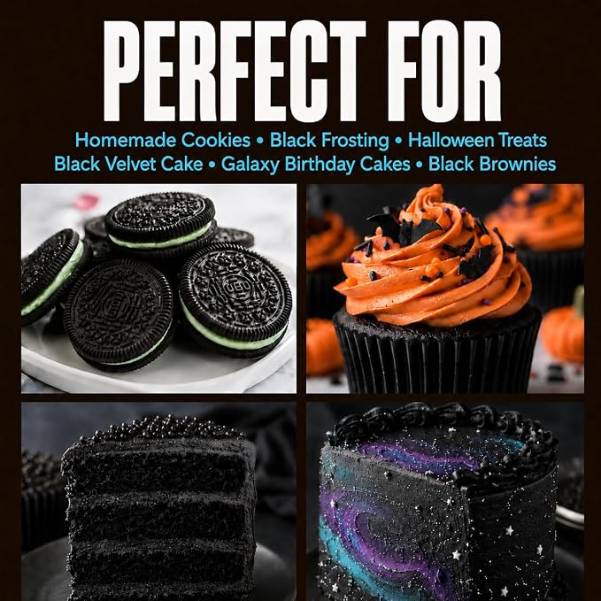 Black Cocoa Powder for Baking - Unsweetened, Extra Dark, 1 lb | Dutch Processed Cocoa Powder - Natural Jet Black Food Coloring Substitute - Alkalized, Vegan, Gluten Free, 65 Servings