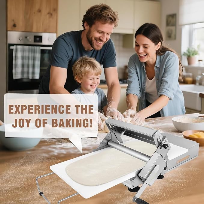 Folding Dough Sheeter | Manual Dough Rolling Machine | Stainless Steel | Adjustable Thickness with 0-27mm Settings | for Bread, Pastry, Croissants