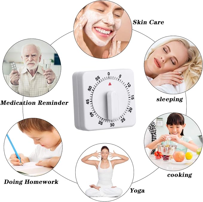Weewooday 2 Pieces 60 Minute Visual Kitchen Timer Hour Mini Countdown Mechanical Timer Loud Voice for Kitchen, Homework, Exercise