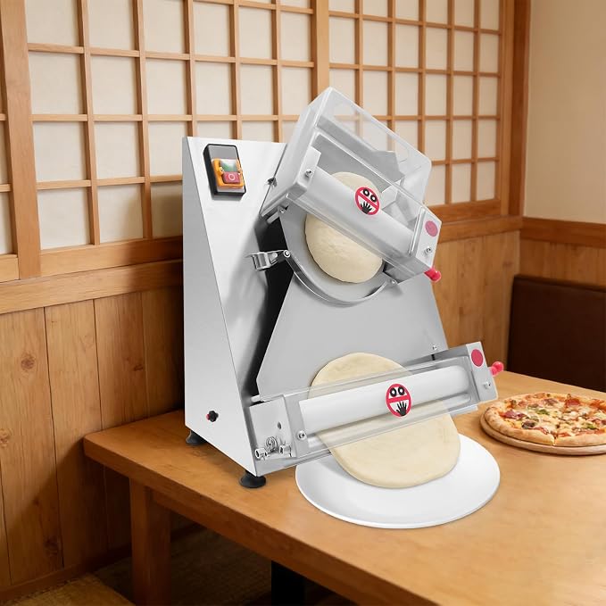 Electric Dough Sheeter Machine Pasta Maker Machine for Icing Pizza Dough Roller Sheeter Automatic Commercial Pizza Press Stainless Steel for Bread Marzipan and Puff Pastry (370W)